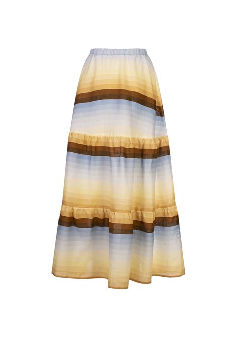 Maxi Gonna Charlotte In Lino Stampato AMOTEA | CHARLOTTE-LINENDUSTY LIGHT BLUE/FADED YELLOW